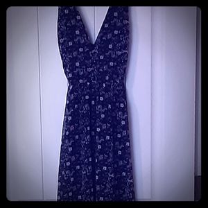 Long Navy Blue dress with open bsck